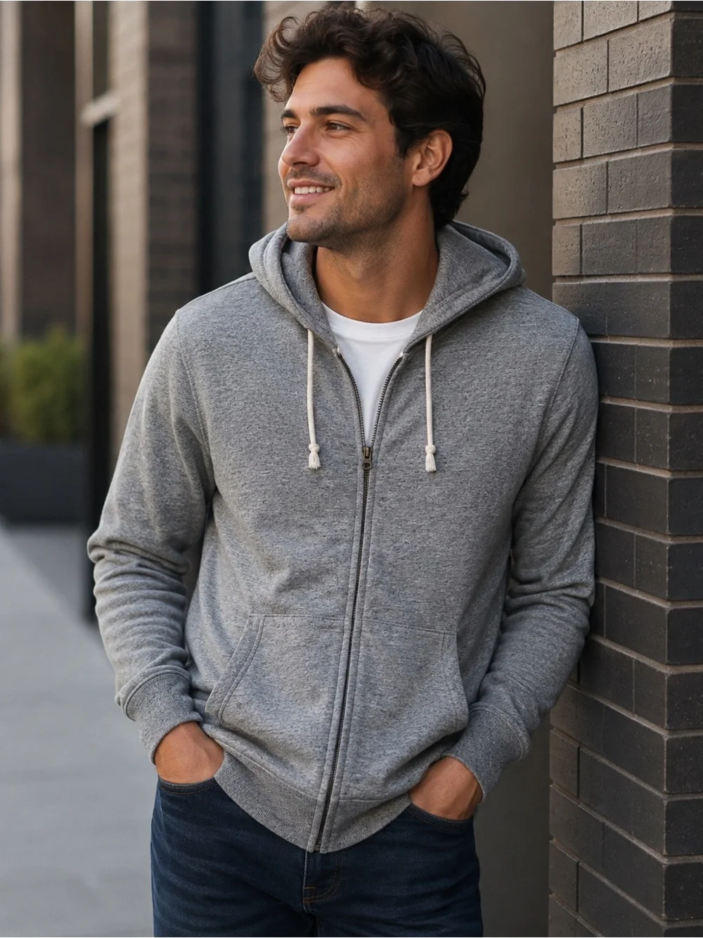 J.Crew Authentic Fleece Full Zip Hoodie Gray Size Large Cabincore Gorpcore Mens